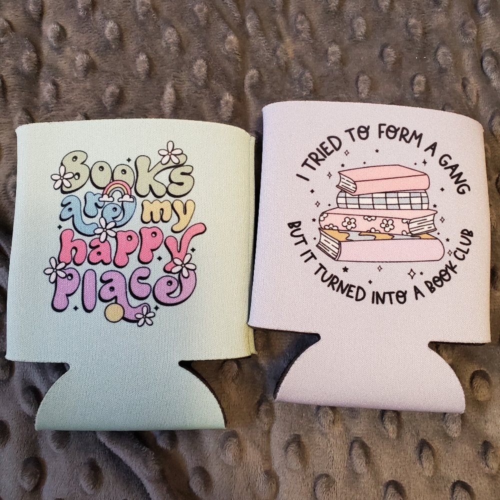 NWOT Set of Two Book-Themed Can Coolers
